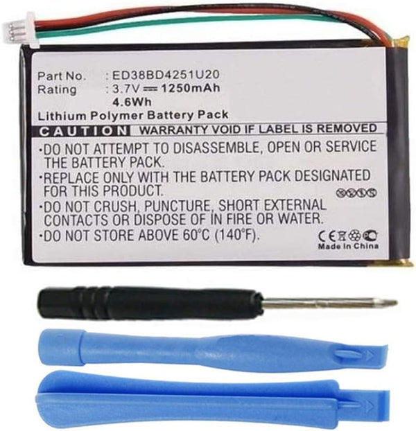 1250mAh ED38BD4251U20 Battery Replacement for Garmin Nuvi 1400, 1450, 1450T, 1490, 1490LMT, 1490T