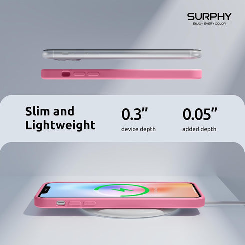 SURPHY Square Design iPhone 11 Case, Pink Liquid Silicone with Camera Protection, Straight Edge Slim Design