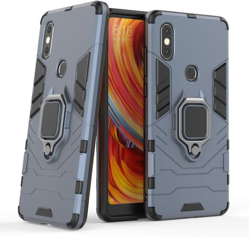 LuluMain Compatible with Xiaomi Mi Mix 2S Case, Shockproof Hard Bumper Shell, Navy Blue, Dual Layer Rugged Cover