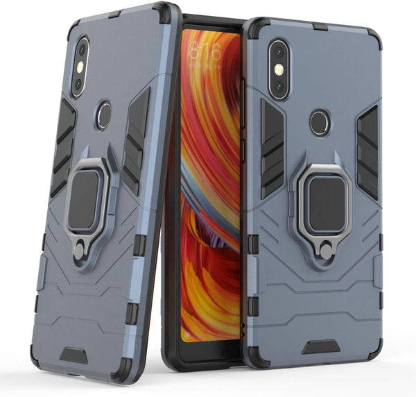 LuluMain Compatible with Xiaomi Mi Mix 2S Case, Shockproof Hard Bumper Shell, Navy Blue, Dual Layer Rugged Cover