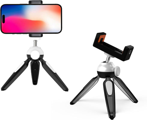 BESUS Two Tripod Phone Mount, Universal Smartphone Mount Adapter, 360 Rotates and Tilts