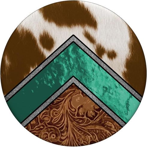 Cowhide Turquoise Brown Pattern Cool Cow Animal Print PopSockets Standard PopGrip