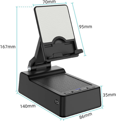 Birthday Gifts for Men, Cell Phone Stand with Wireless Bluetooth Speaker and Anti-Slip Base for Desk (Black)
