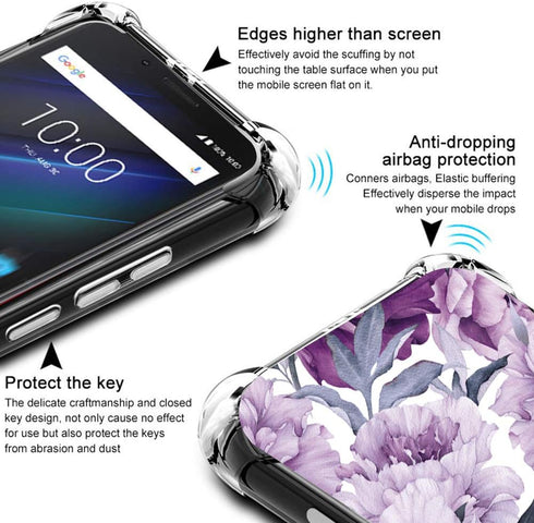 Slim Flexible TPU Case for Samsung Galaxy A42 5G, Shock Absorption Rubber Cover for Girls Women, Purple Flower