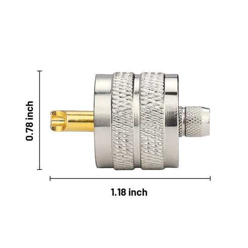 PL259 Male Crimp Connector, UHF SO239 Crimp Coax Connector for RG8X/LMR240/4D-FB/CNT240/RG8 Mini Coaxial Cable (Pack of