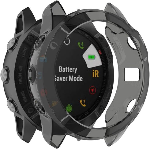RuenTech Case Cover for Garmin Fenix 6X/6X Pro - TPU Protective Case Frame for Fenix 6X Smart Watch in Black &