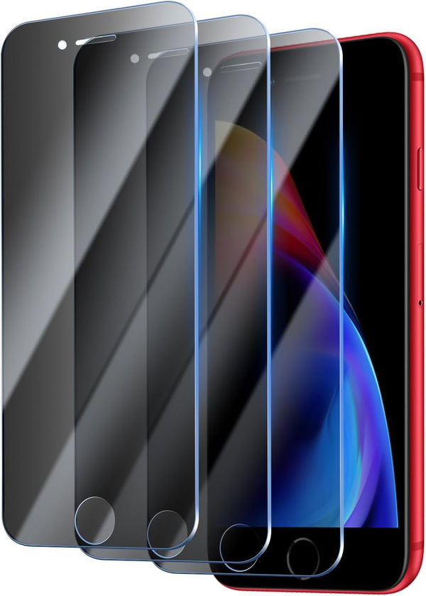Privacy Screen Protector for iPhone 8 Plus/7 Plus, 3 Pack Tempered Glass Film, Anti-spy, Scratch Resistant, 9H Hardness