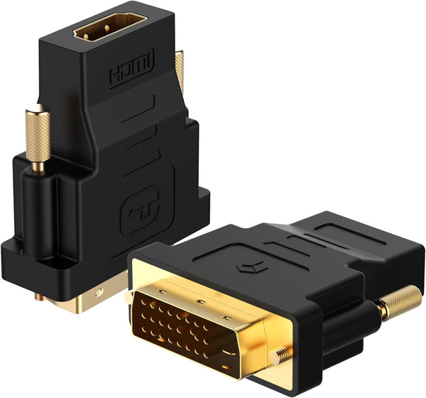 Rankie DVI to HDMI Adapter, 2-Pack Gold-Plated 1080P Male to Female Converter