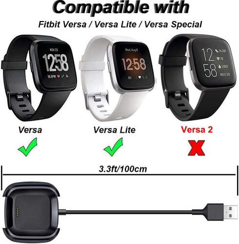 Charger for Fitbit Versa, Replacement USB Charging Dock Cable Cord for Fitbit Smart Watch (3.3ft/1m)