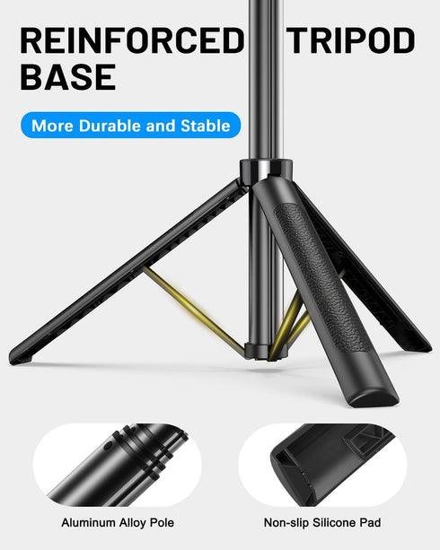 Yeaki 71" Vlogging Kit for iPhone/Android, Selfie Stick Tripod for iPhone with Light, Wireless Remote & Microphone
