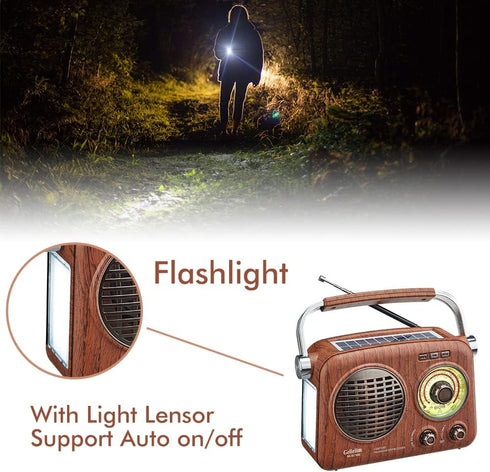 Gelielim Portable AM FM Shortwave Radio, Vintage Bluetooth Speaker with Rechargeable Battery, Small Gifts
