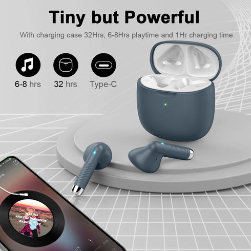 Wireless Earbuds Bluetooth 5.3 Headphones with Noise Cancelling Mic, IP7 Waterproof Sports Earphones, 32H Playtime