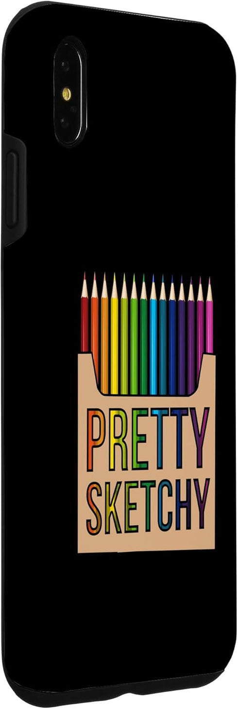 iPhone XS Max Colored Pencils Artists Case, Pretty Sketchy Fun Art Lover Design