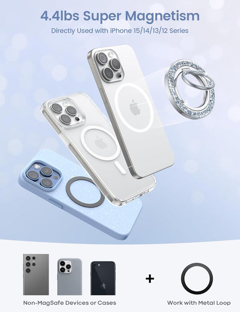Lamicall Magnetic Phone Ring for MagSafe Grip, Stylish Twinkle Ring Holder Stand for iPhone 15/14/13 Pro Max Plus