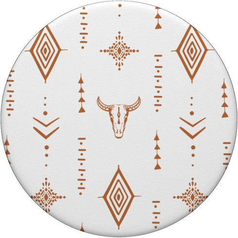 Western Boho Bull Skull Pattern Aztec PopSockets Standard PopGrip