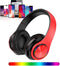 Bluetooth Over Ear Headphones with Microphone, Lightweight Wired/Wireless HiFi Stereo, Colorful LED Lights, Deep Bass