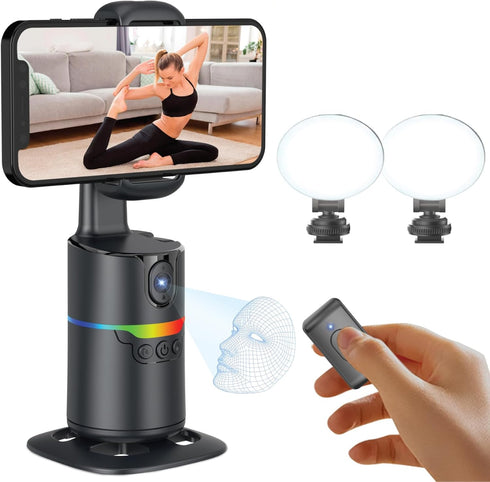 MZYSKJ Auto Face Tracking Tripod Desk Mount with 2 Fill Lights 360 Rotating