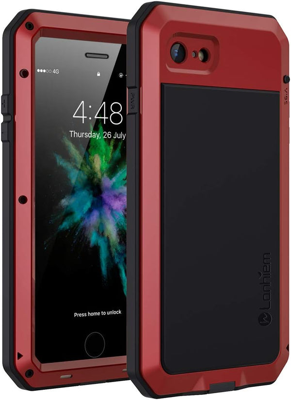 Lanhiem Heavy Duty Shockproof Tough Armour Metal Case for iPhone SE 3/2/1, iPhone 7/8, Full Body Protective Cover with