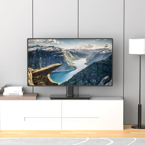 suptek Universal Swivel Table Top TV Stand for 26-55 inch LED OLED Flat Curved Screens, Height Adjustable with Glass