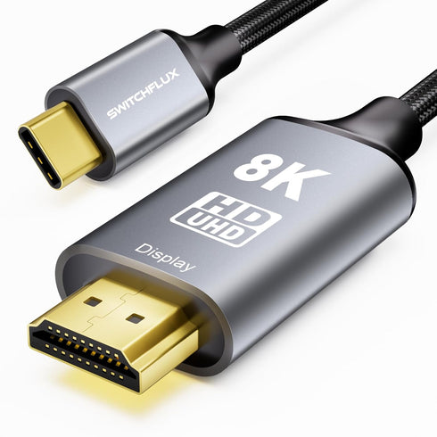 SWITCHFLUX USB C to HDMI 2.1 Cable 10Ft (8K@60Hz,4K@144Hz,2K@240Hz) Type-C to HDMI Braided