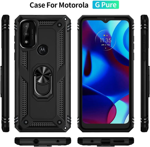 Androgate Case for Moto G Pure - Motorola Moto G Power 2022/Moto G Play 2023 with HD Screen Protector, Black