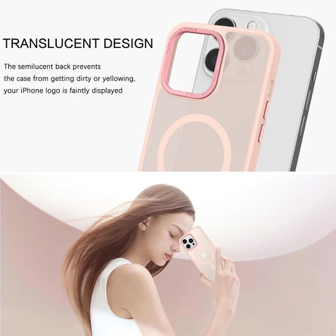 BENTOBEN iPhone 13 Pro Max Case, Pink Translucent Matte, Slim Shockproof, MagSafe Compatible, 6.7" Protective Cover.