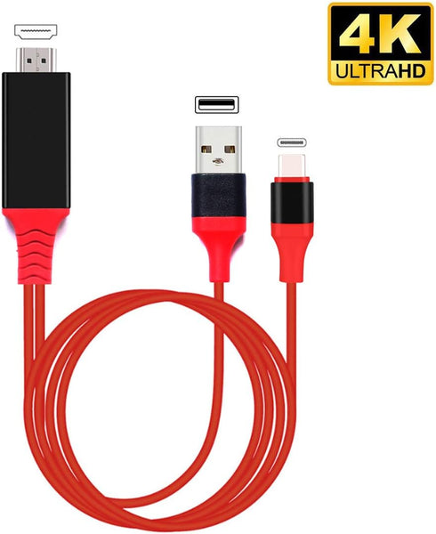USB C to HDMI Adapter 4K 30Hz, 6.6FT Red, Compatible with MacBook 2018, iPad Pro, iMac, Galaxy S9, Surface Book Pro.