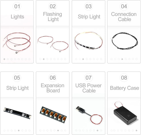 Light Up Your Bricks - 2 Piece X Connecting Cable 30 cm, Compatible with Expansion Board for Extended Length