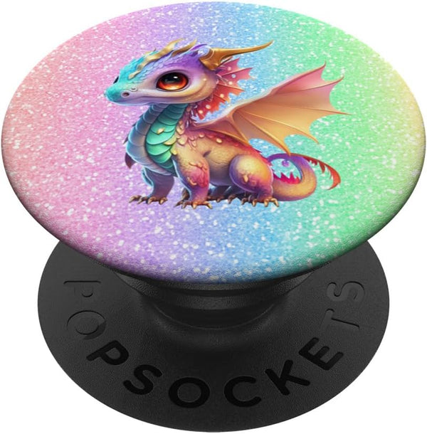 Pink Orange Baby Kawaii Dragon Cute Birthday Print PopSockets Standard Grip