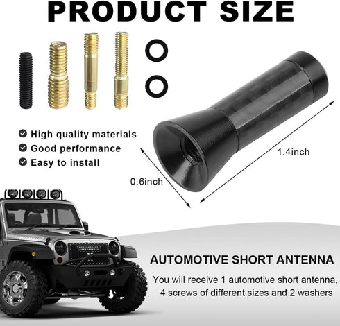 KVAEY 1.37" 4 2 1.37 Inch) Car Short Antenna, Stubby Aluminum Aerial Antenna with Screws & Rubber Gaskets, Shorty
