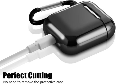 Solomo Compatible AirPods Case Cover, Luxury Plating TPU Soft Skin Protective Shockproof Cover for Apple AirPods (Black)