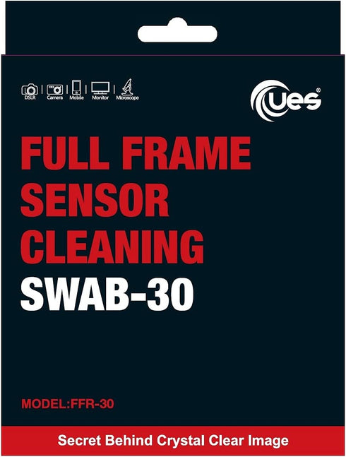 UES FFR-30 DSLR or SLR Digital Camera Sensor Cleaning Swabs for Full-Frame Sensors (30 X 24mm Swabs, NO Liquid Cleaner)