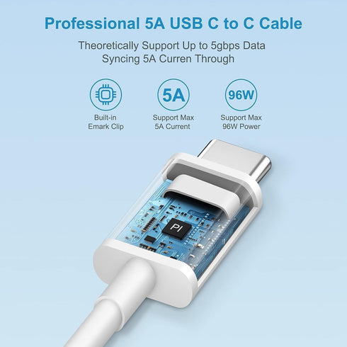 MacBook Pro Charger for 96W MacBook Pro Air 13 14 15 16 inch 2024 2023 2022 2021 2020, M1 M2 M3 M4 USB C Fast Charger