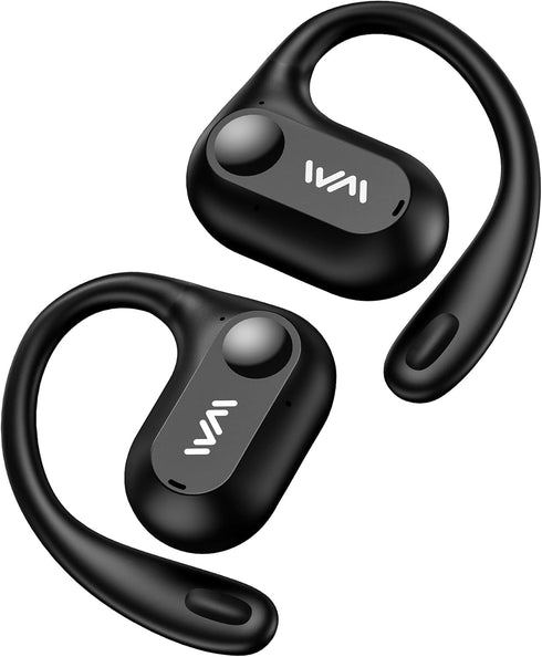 Open Ear Bluetooth 5.3 Headphones, 30H Playback, Lightweight Wireless Earbuds with Ear-Hook for Running, Black