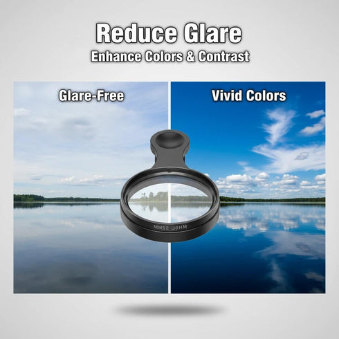 Generic 52mm 17 16 15 14 13 12 11 Clip-on CPL Phone Camera Lens Filter Kit, Circular Polarizer Polarizing Filter