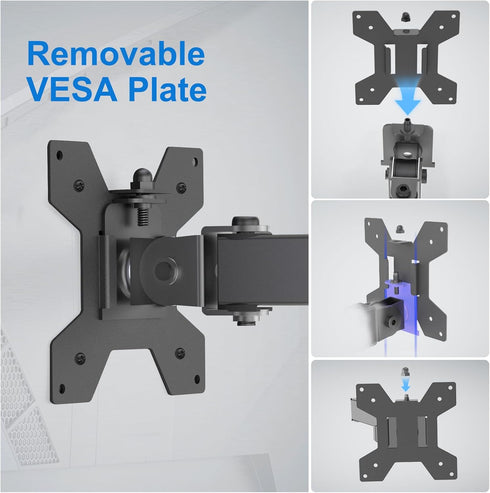 H&C(hcck&Cllassp) 17-27 17.6lbs, Dual Monitor Mount, Monitor Arm with Swivel, Tilt, Rotation, Height Adjustable, VESA