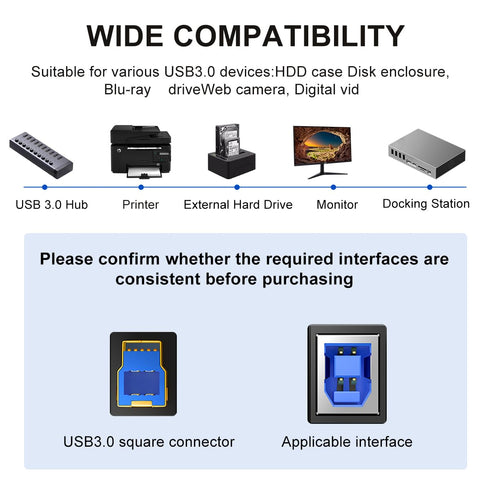 Yeung Qee 3.0 3 3.0 (3ft) USB A to USB B Cable ft,Nylon Braided USB Cable Type A Male to B Male Printer Cable
