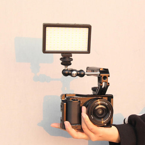 Wooden Camera Top Handle with 3 Cold Shoes, FUGASUN Grip for DSLR with 1/4", 3/8" Threaded Holes