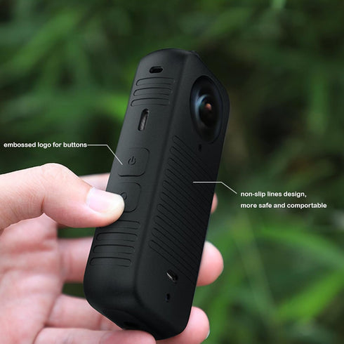 LICHIFIT Silicone Case Lens Cap - Protective Cover Shell Skin with Lanyard for Insta360 X3 Action Camera Accessories