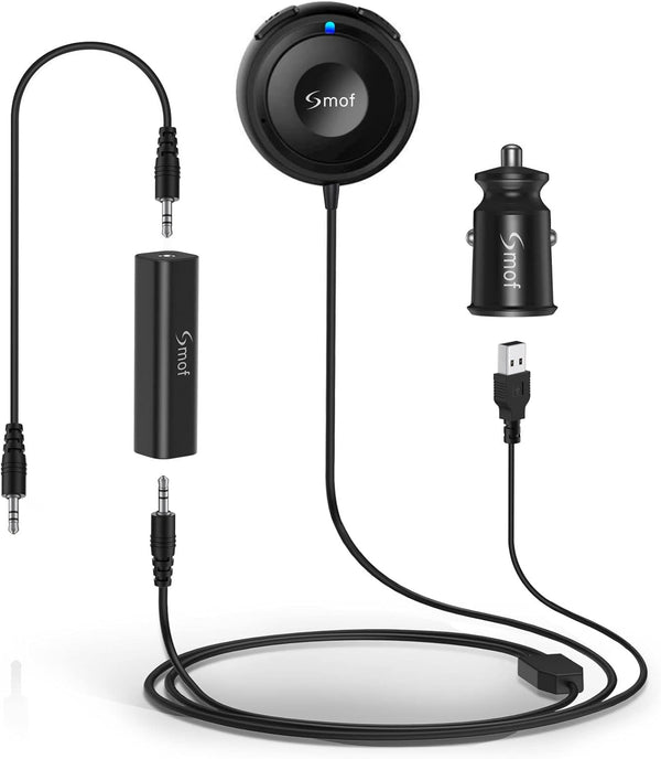 Bluetooth 5.0 Car Kit, AUX Bluetooth Adapter for Handsfree Talking and Music Streaming, Wireless Receiver with USB