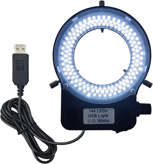 USB LED Ring Light Illuminator, 144 64 LED Adjustable Lamp for Monocular Binocular Trinocular Stereo Microscope