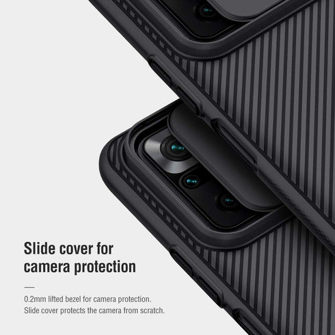 For Xiaomi Redmi Note 10 Pro Case, CamShield Slim Protective Cover with Camera Protector, Hard PC TPU (Black)