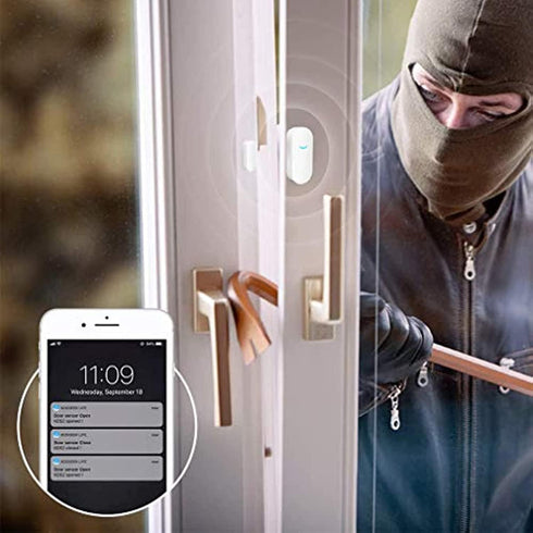 WiFi Door and Window Sensors, Tuya Smart Alarm with Free Notification APP Control, 1-Pack