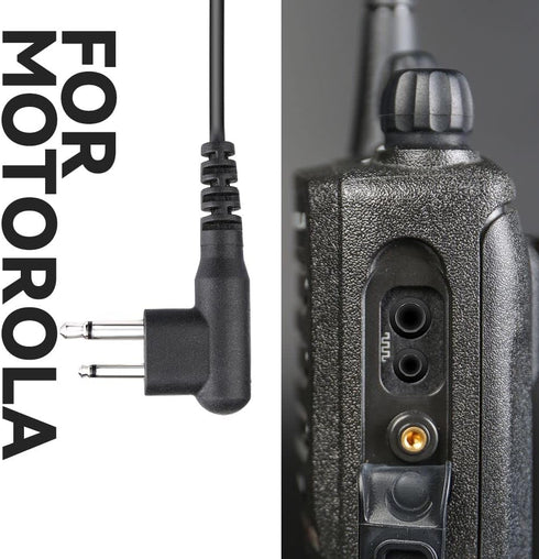 Walkie Talkie Earpiece Compatible with Motorola Single Wire Headphone Mic Earhook Headsets 2.5mm+3.5mm 2-Pin Two Way Radio Earpiece with PTT Black