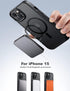 Tigowos Strong Magnetic Case for iPhone 15, 10FT Drop Resistant Matte Skin Feeling Back Cover, Shockproof Slim Fit,