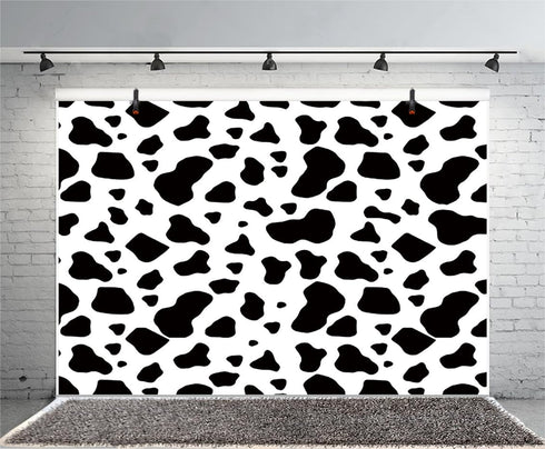 AOFOTO 10x6.5ft Cow Party Backdrop Black and White Dairy Cattle Holy Cow Print Farm Animals Theme Happy Birthday