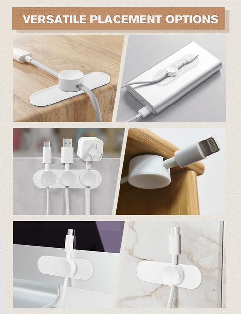 Magnetic Cable Holder, 4 Magnetic Organizers with 1 Metal Disc for Office Desk Laptop USB Charging Cable Organization