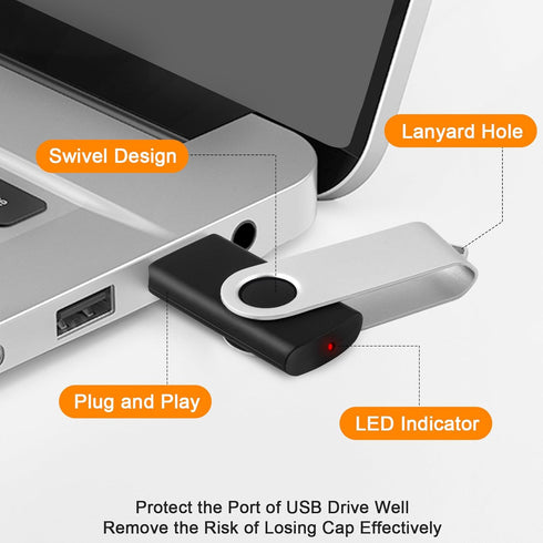 MECHEER 1GB 10 Pack, USB2.0 USB Flash Drive Thumb Drives Memory Stick Jump Drive with Light, Swivel USB Drive Zip Drive