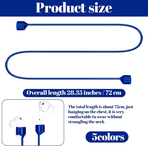 YBEATY 5 Pcs Magnetic Anti-Lost Straps Wireless Earbud Lanyards Soft Silicone Neck Rope Cord Sports Running Lanyard