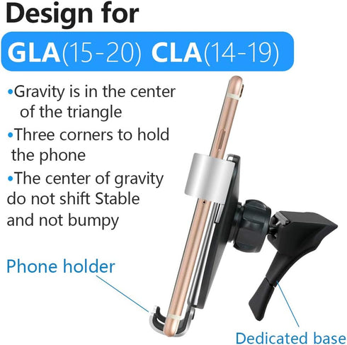 Car Phone Holder for Mercedes Benz GLA-Class 2015-2020, GLA250 GLA45 & CLA-Class 2014-2019, CLA250 CLA45 Auto Interior